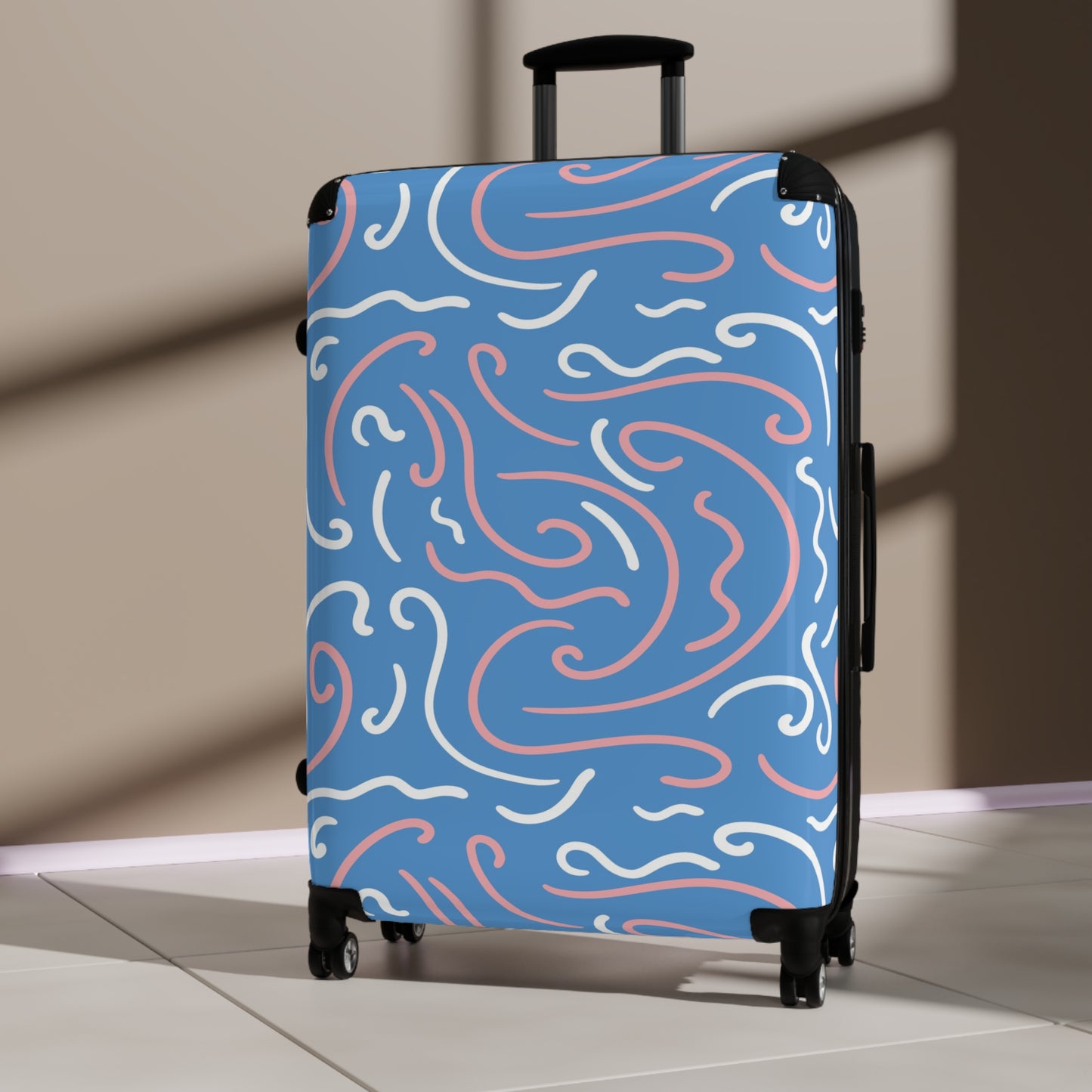 Trendy Wave Pattern Suitcase - Stylish Carry-On Luggage for Travel Lovers