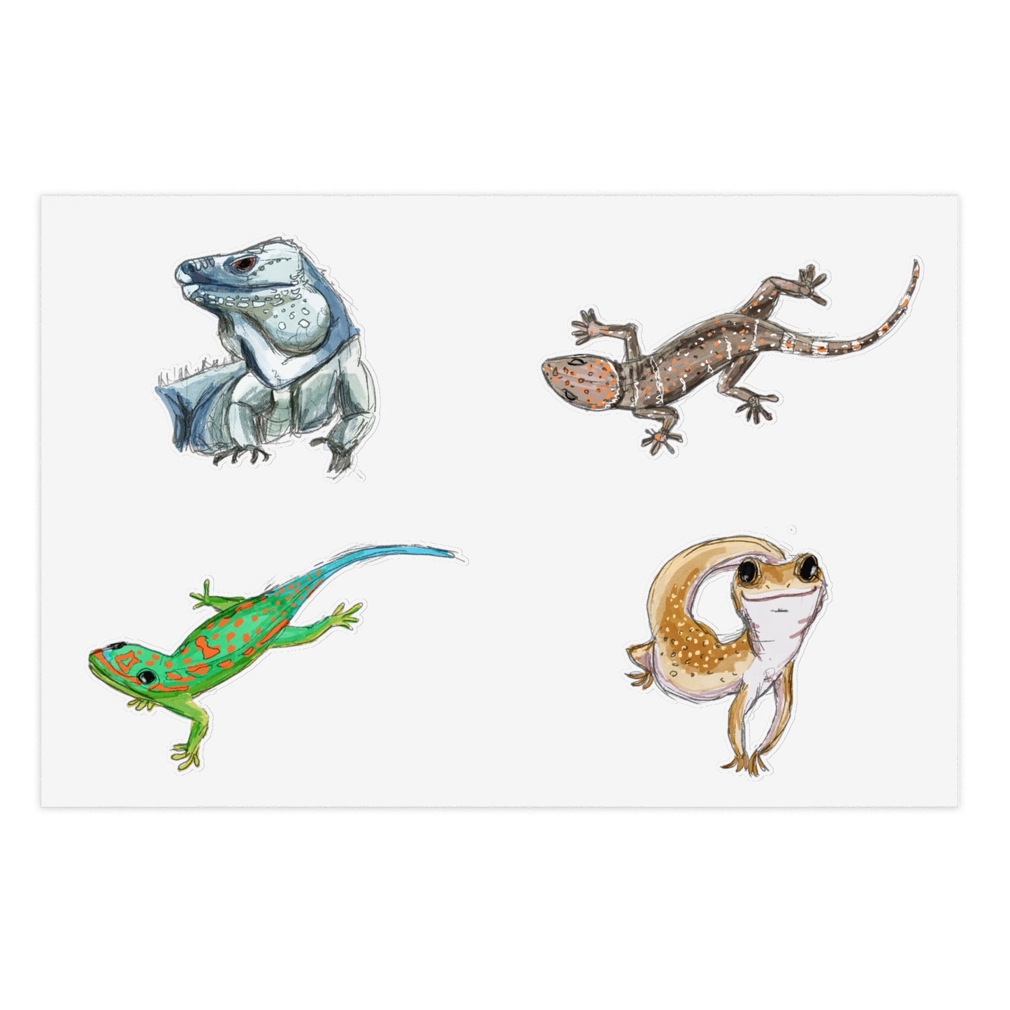 Lizard, Iguana, and Gecko Sticker Sheet - Cute Reptile and Amphibian Designs for Nature Lovers