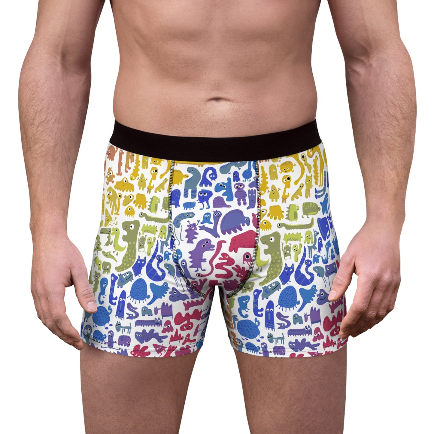 Colorful Dino Design Men's Boxer Briefs - Fun & Comfortable Underwear for Playful Spirits