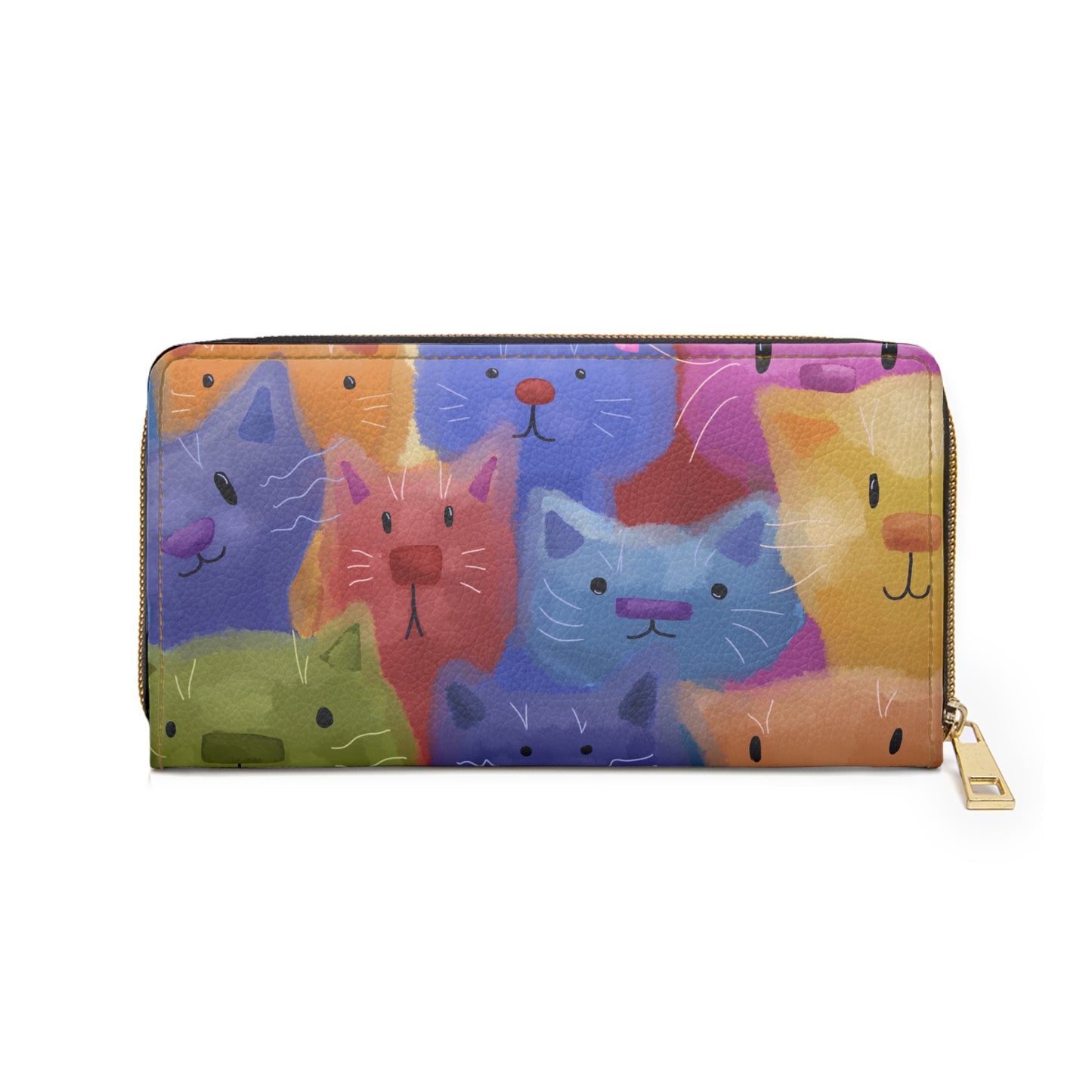 Whimsical Cat Zipper Wallet, Cute Cat Lover Gift, Colorful Purse, Animal Print