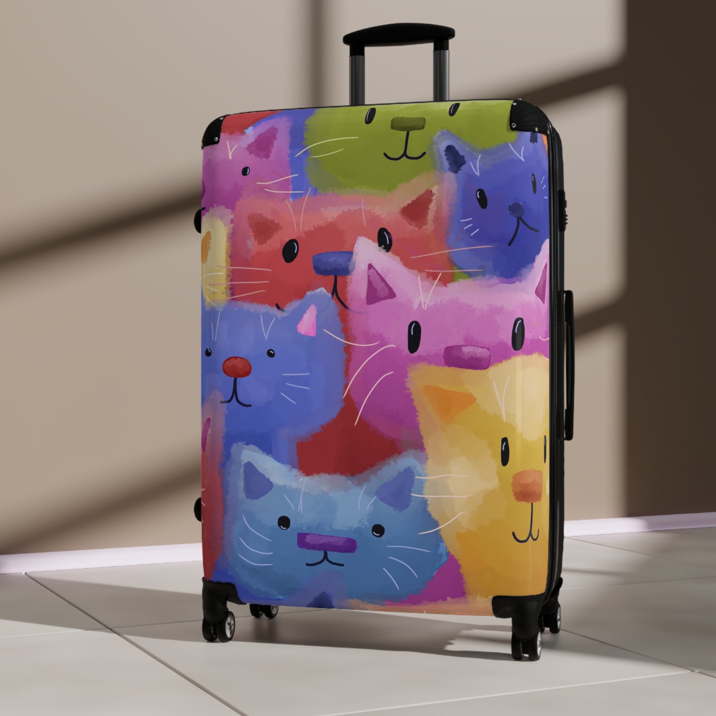 Colorful Rainbow Cat Suitcase - Perfect for Pet Lovers and Travel Enthusiasts