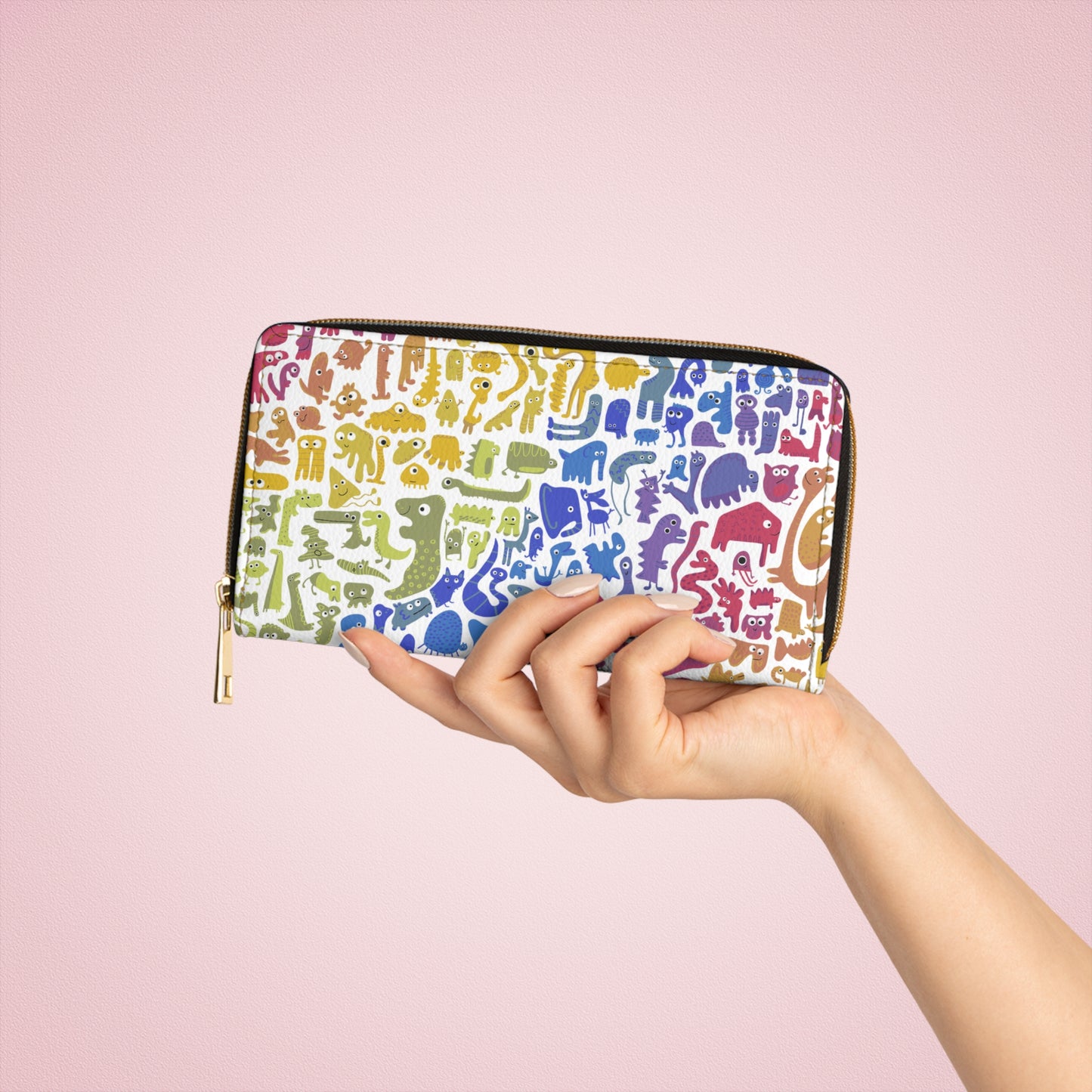 Colorful Rainbow Monster Zipper Wallet, Cute Art Wallet, Pride, LGBTQ+