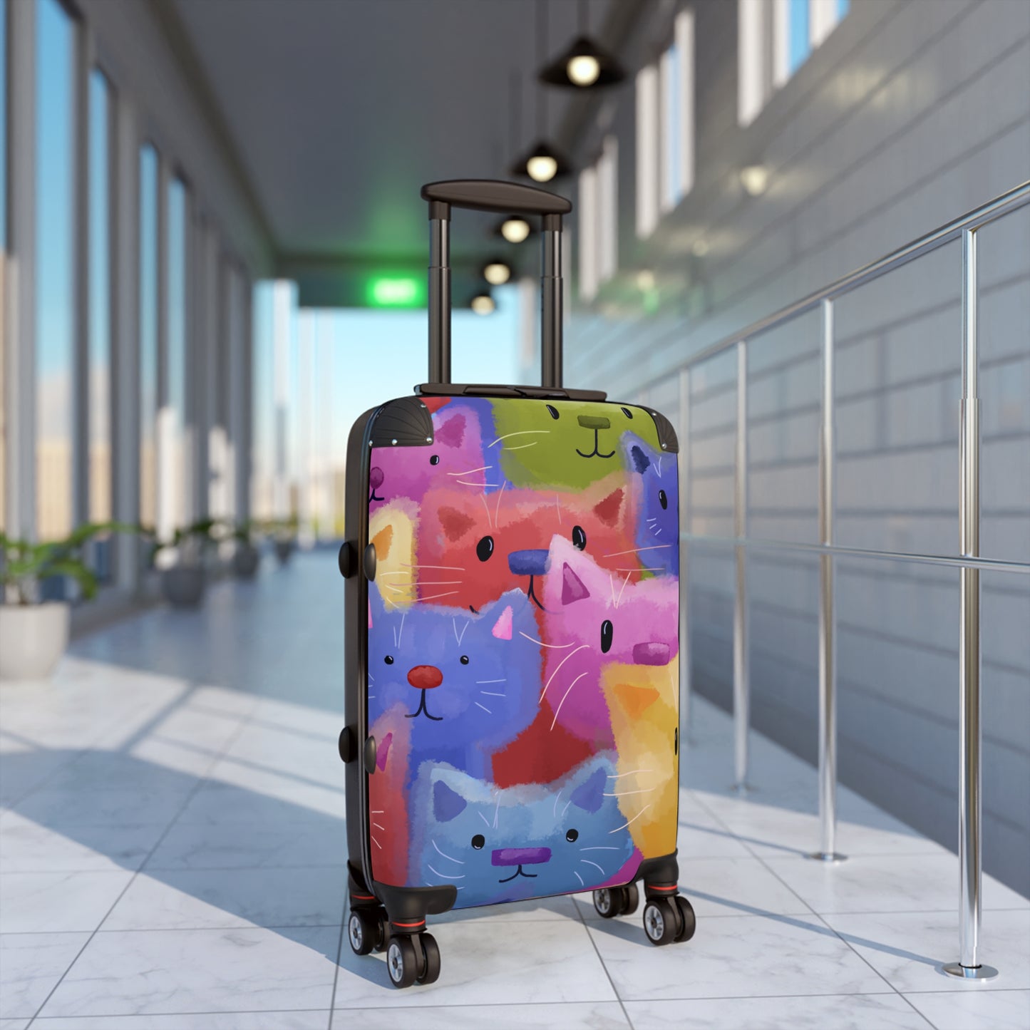 Colorful Rainbow Cat Suitcase - Perfect for Pet Lovers and Travel Enthusiasts