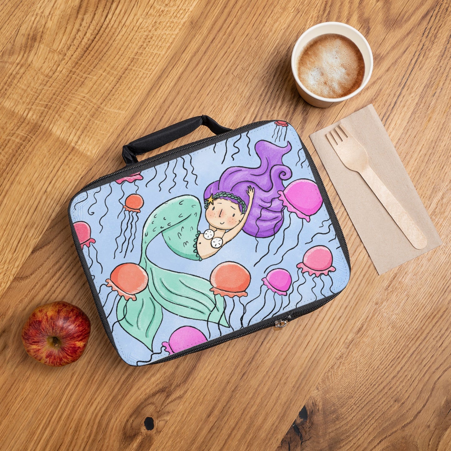 Mermaid Lunch Bag, Cute Insulated Tote for Kids, Back to School, Beach Picnic,