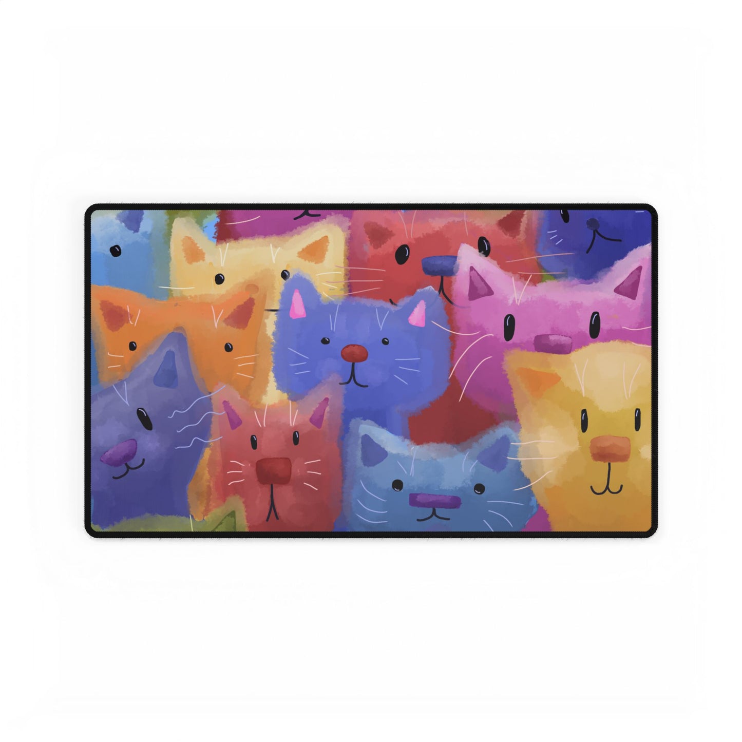 Colorful Rainbow Cat Desk Mat - Cute Office Decor for Cat Lovers