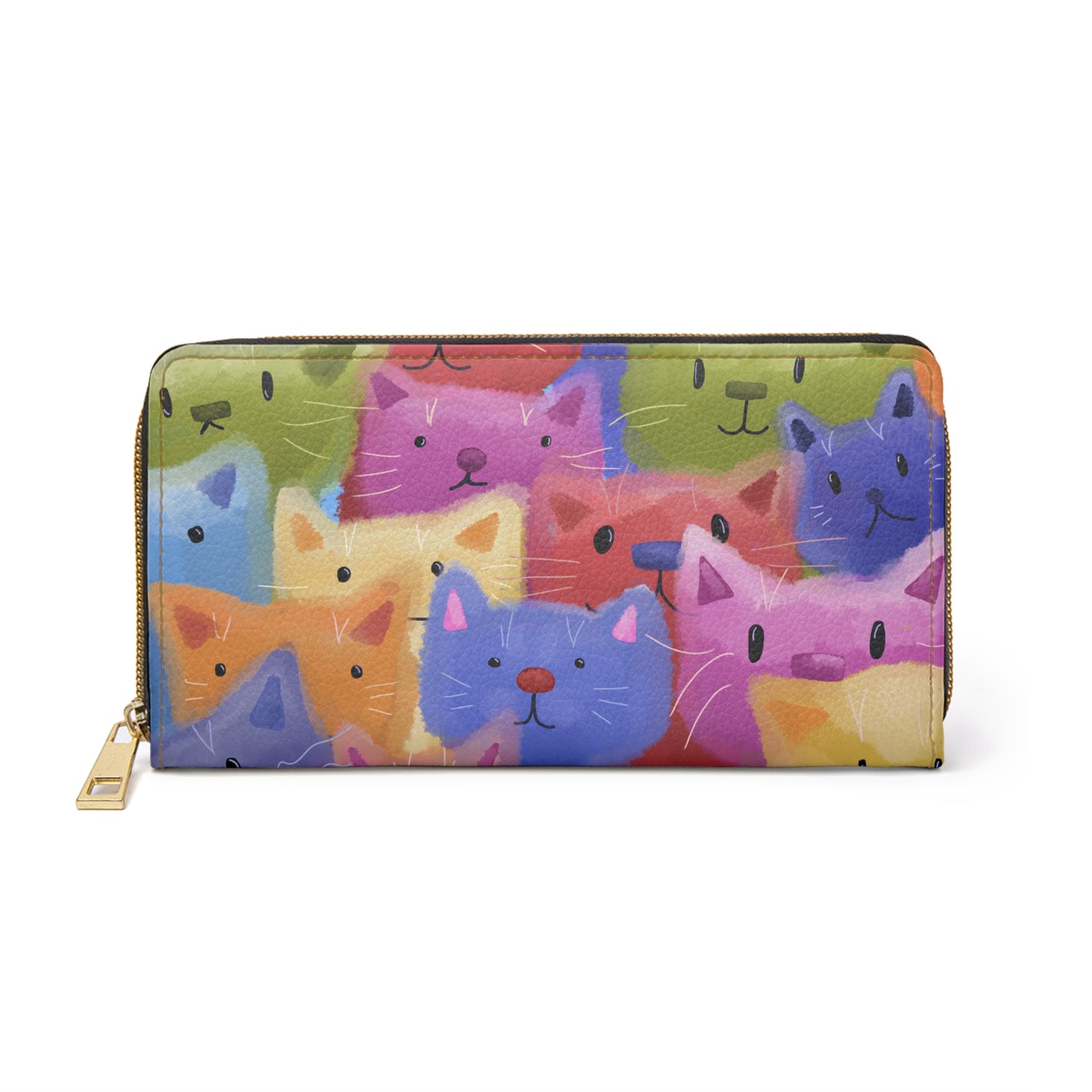 Whimsical Cat Zipper Wallet, Cute Cat Lover Gift, Colorful Purse, Animal Print