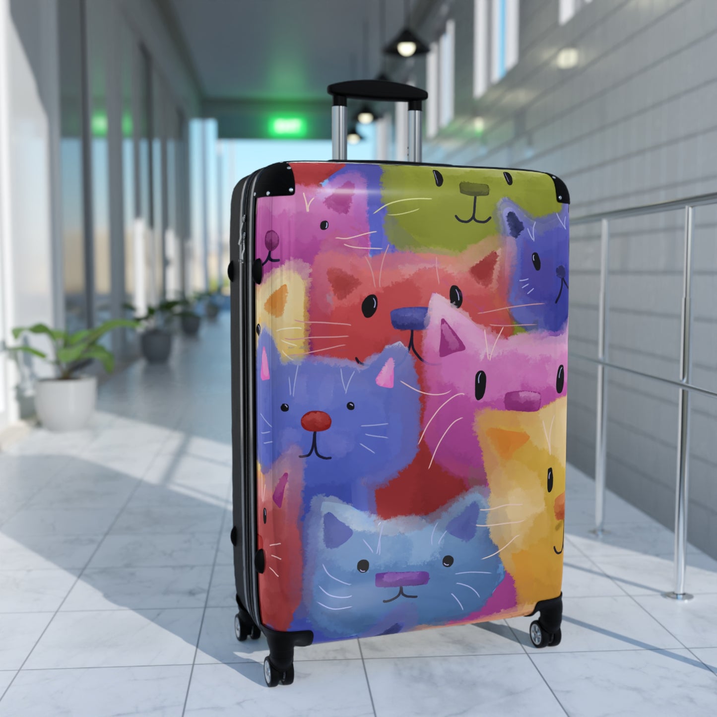 Colorful Rainbow Cat Suitcase - Perfect for Pet Lovers and Travel Enthusiasts