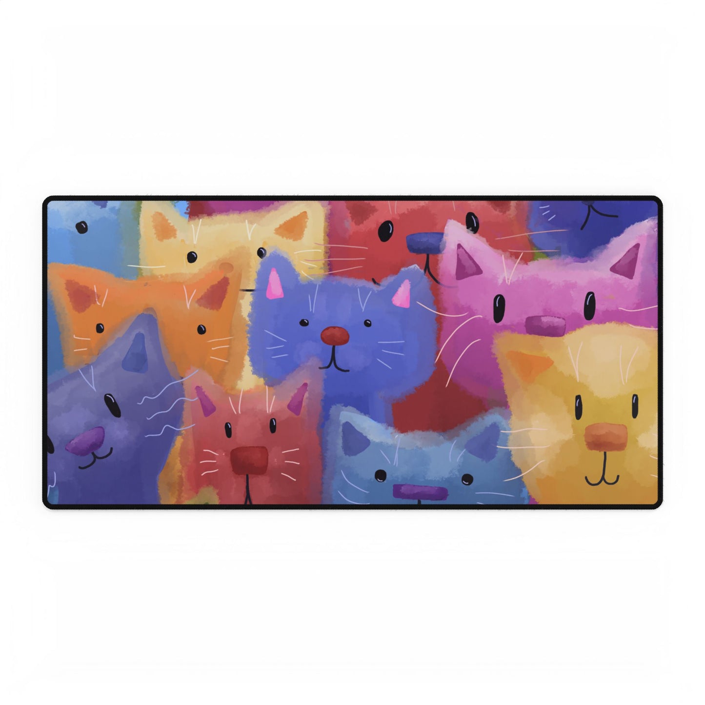 Colorful Rainbow Cat Desk Mat - Cute Office Decor for Cat Lovers