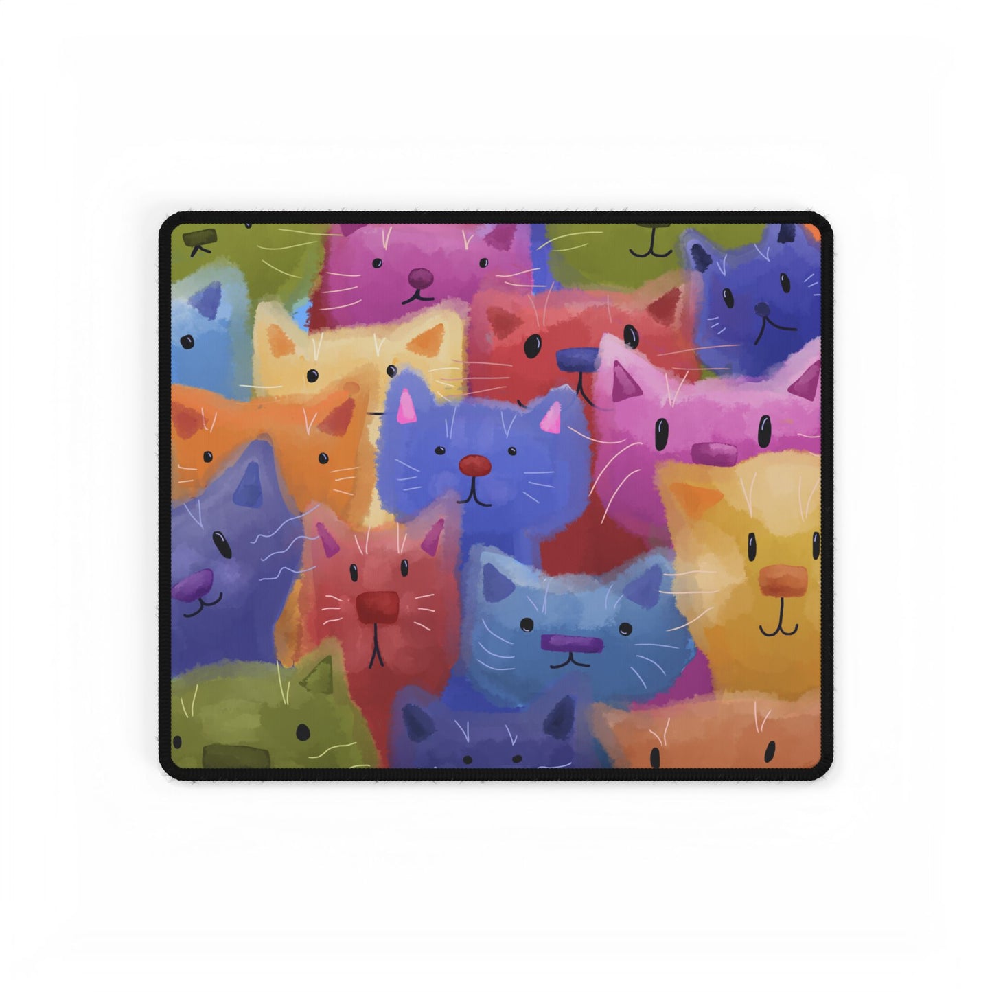 Colorful Rainbow Cat Desk Mat - Cute Office Decor for Cat Lovers