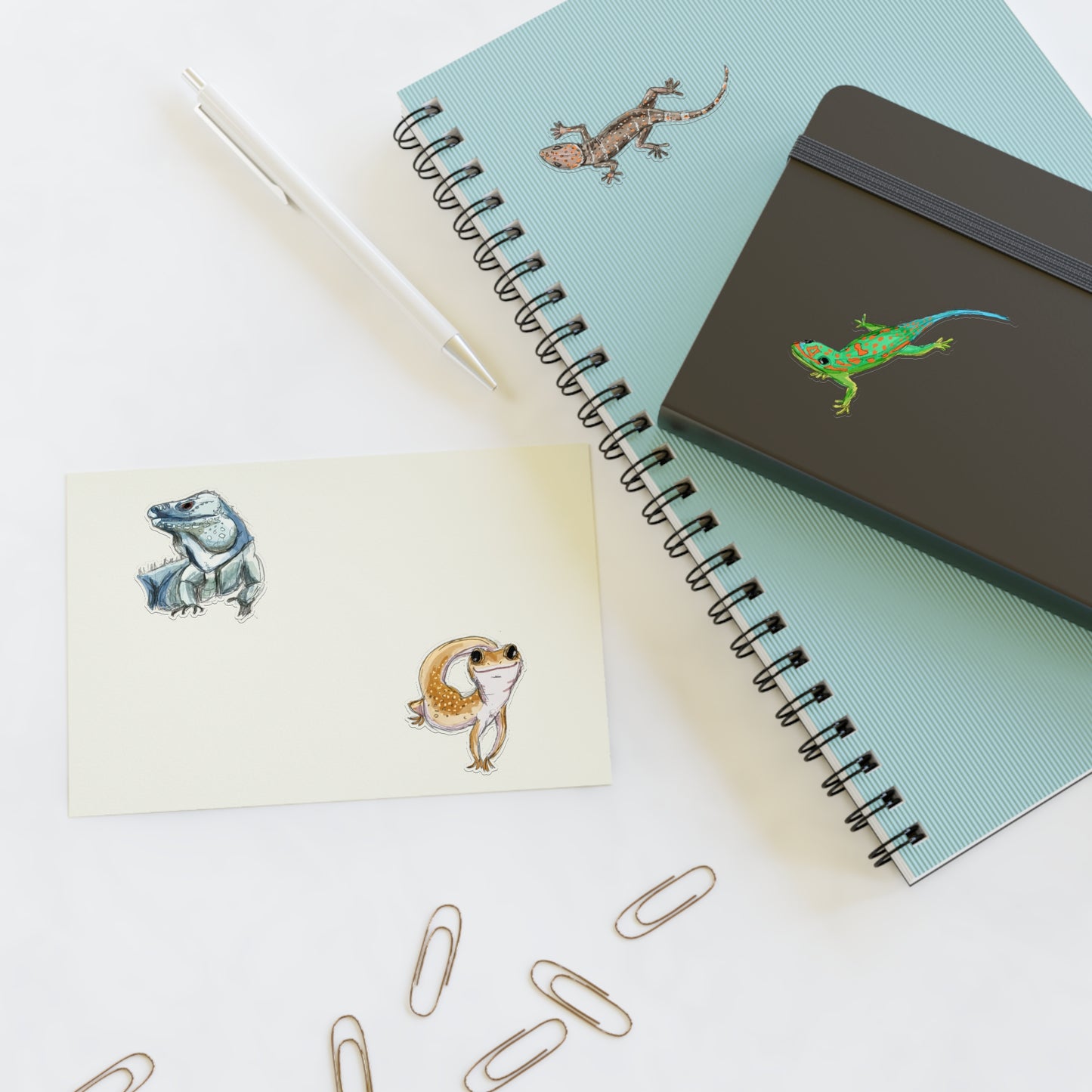 Lizard, Iguana, and Gecko Sticker Sheet - Cute Reptile and Amphibian Designs for Nature Lovers