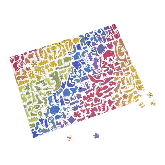 Colorful Rainbow Animal Creature Puzzle - Fun Gift for Kids, Family Game Night 500 and 1000 piece