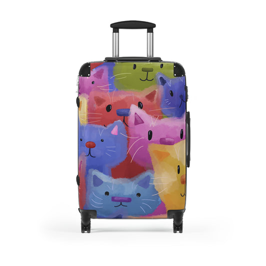 Colorful Rainbow Cat Suitcase - Perfect for Pet Lovers and Travel Enthusiasts