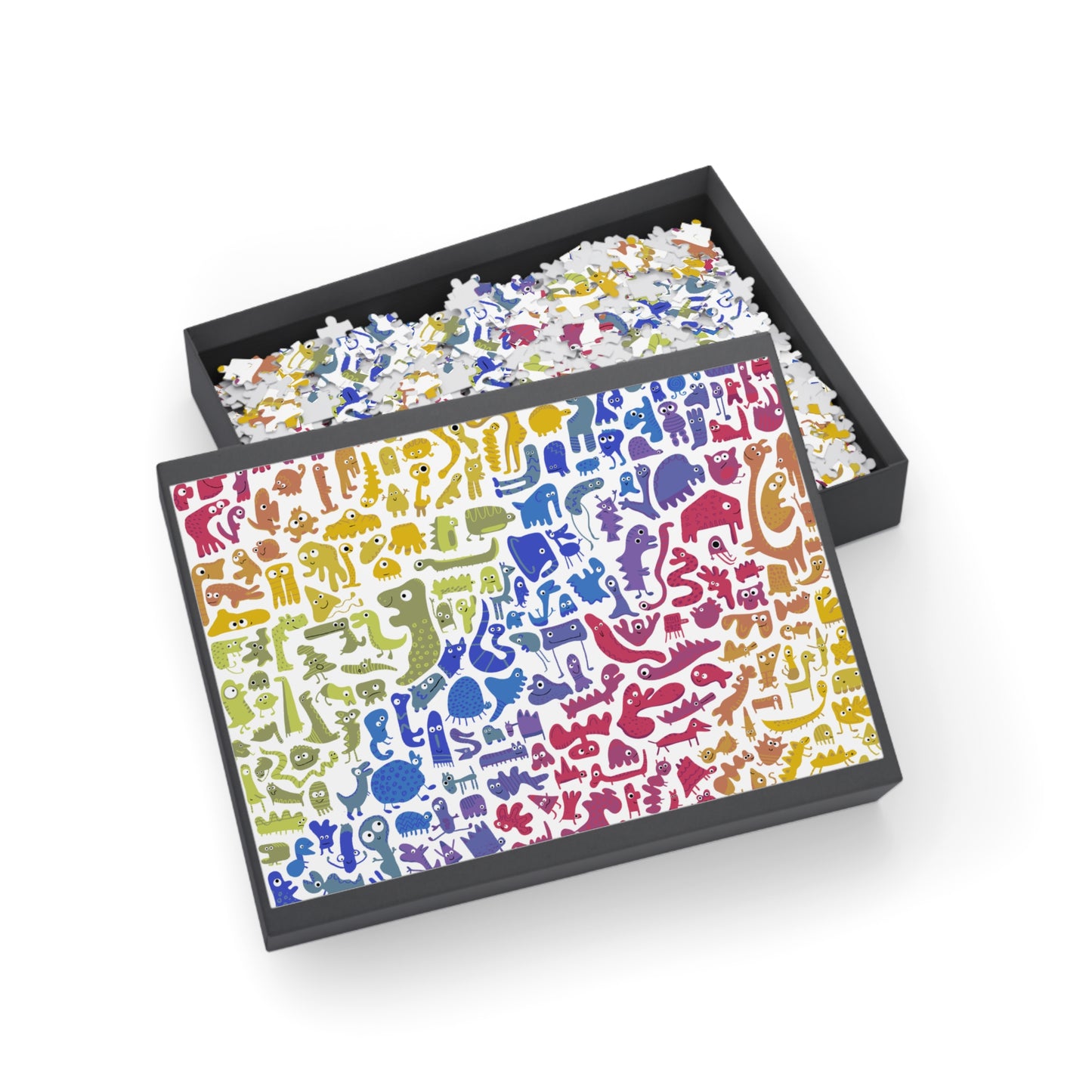 Colorful Rainbow Animal Creature Puzzle - Fun Gift for Kids, Family Game Night 500 and 1000 piece