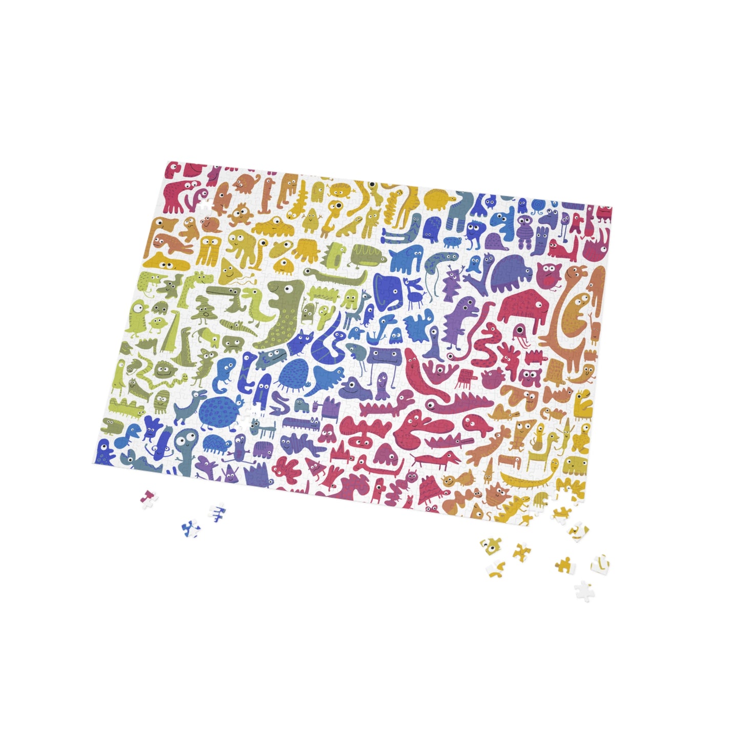 Colorful Rainbow Animal Creature Puzzle - Fun Gift for Kids, Family Game Night 500 and 1000 piece