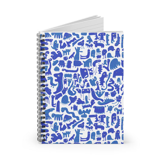 Blue Abstract Creature Spiral Notebook - Ruled, Back to School Supplies, Kids