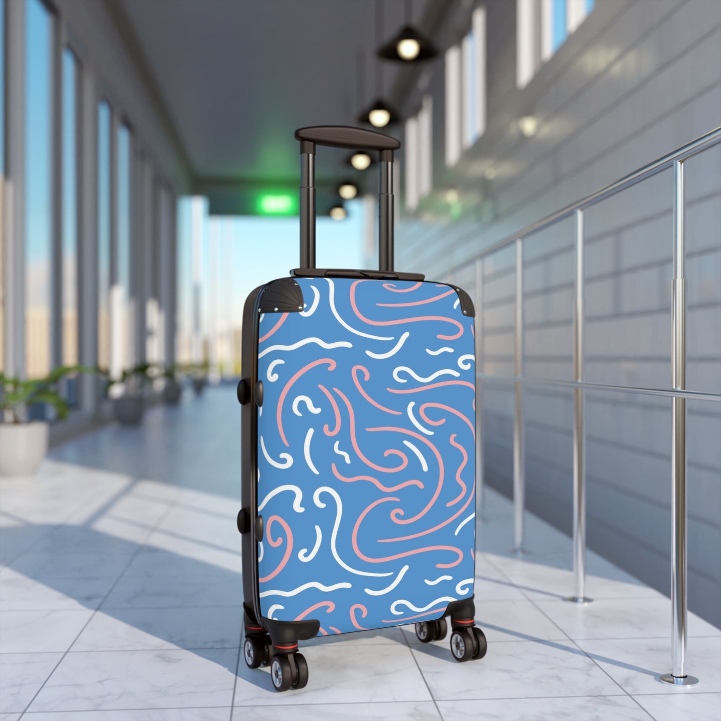 Trendy Wave Pattern Suitcase - Stylish Carry-On Luggage for Travel Lovers