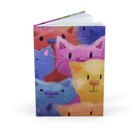 Colorful Cat Hardcover Journal, Fun Kitty Notebook for Cat Lovers, Gift for Birthdays, Cats-Themed Study, Journaling