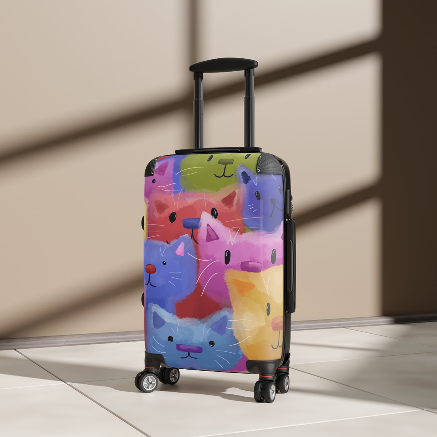 Colorful Rainbow Cat Suitcase - Perfect for Pet Lovers and Travel Enthusiasts