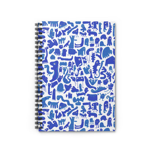 Blue Abstract Creature Spiral Notebook - Ruled, Back to School Supplies, Kids