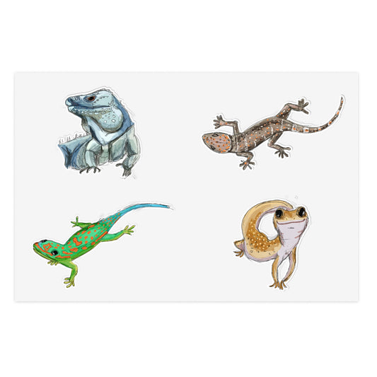 Lizard, Iguana, and Gecko Sticker Sheet - Cute Reptile and Amphibian Designs for Nature Lovers