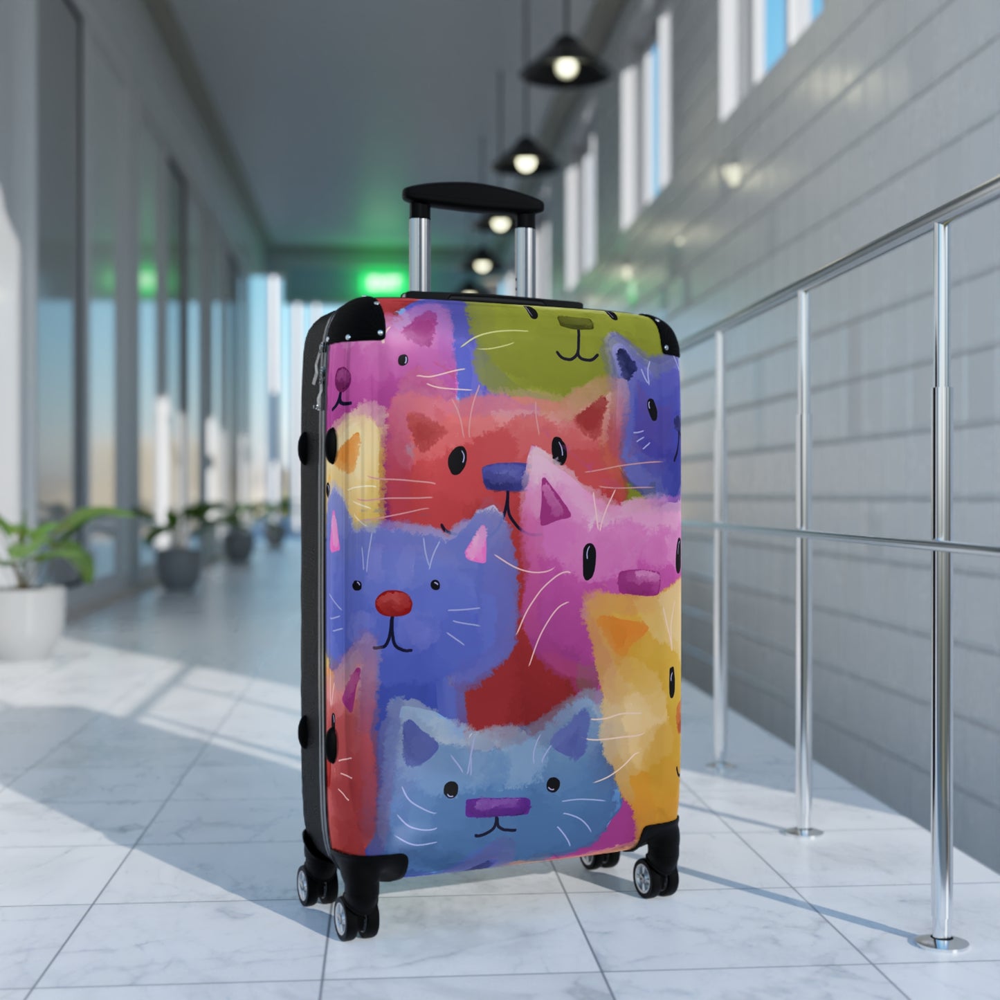 Colorful Rainbow Cat Suitcase - Perfect for Pet Lovers and Travel Enthusiasts