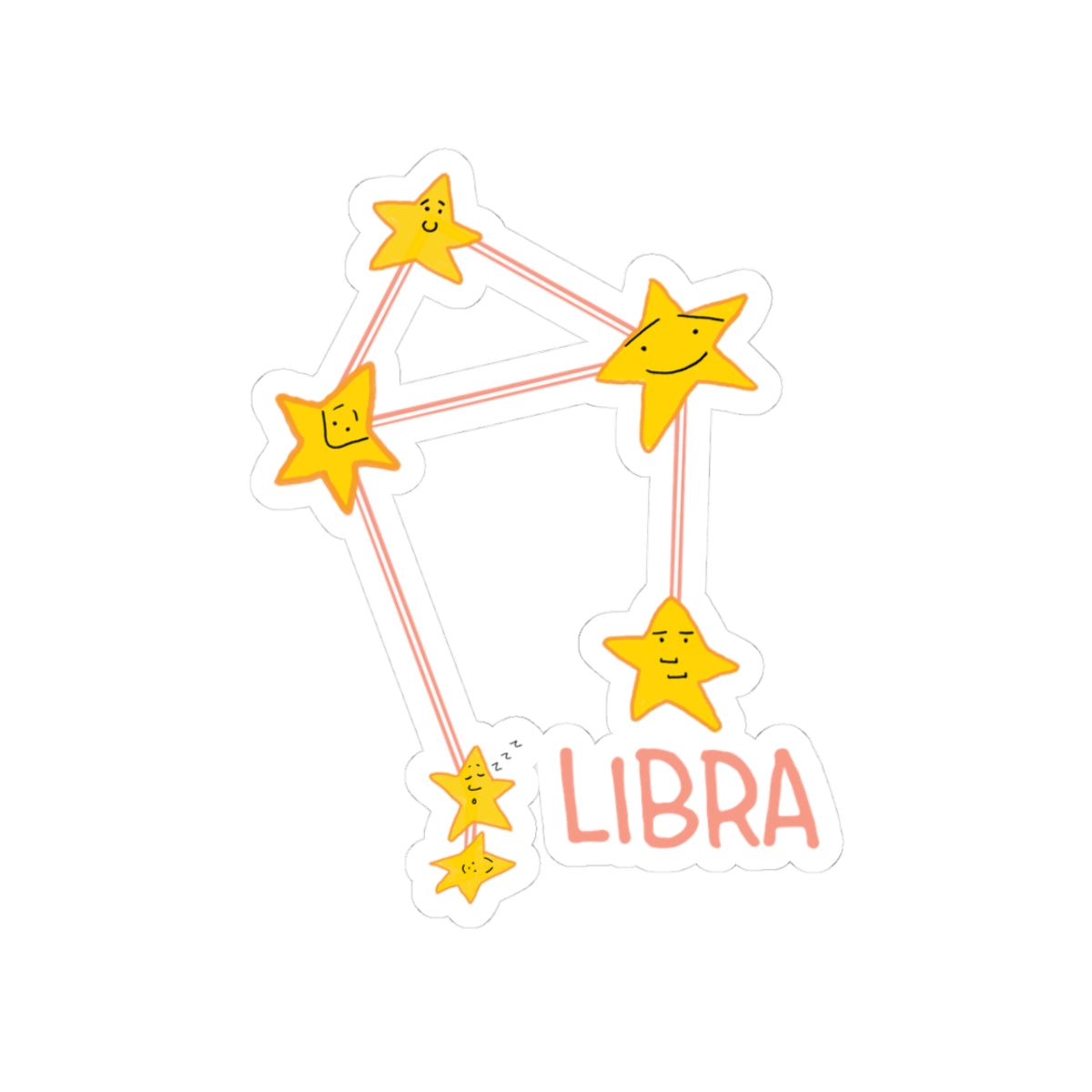 Libra Horoscope Kiss-Cut Stickers - Cute Zodiac Star Design for Astrologers