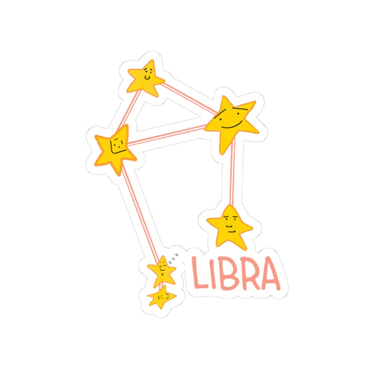 Libra Horoscope Kiss-Cut Stickers - Cute Zodiac Star Design for Astrologers