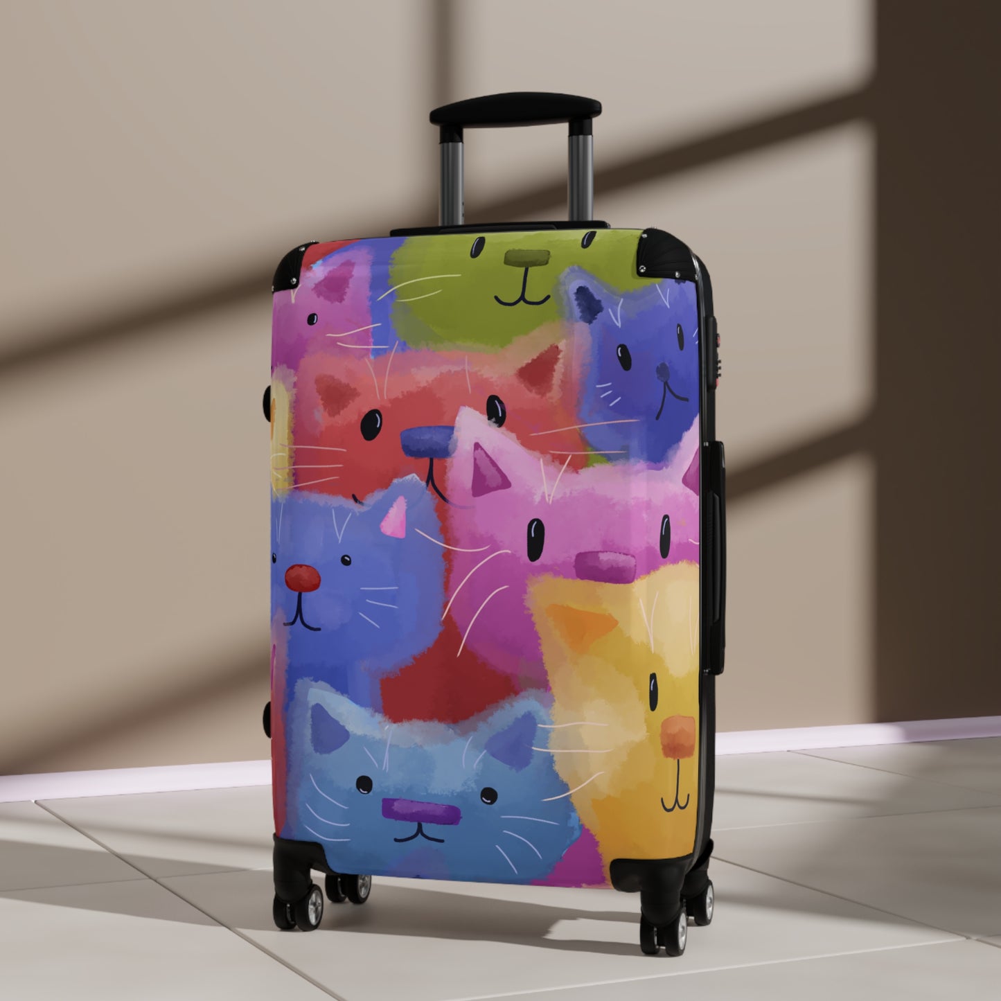 Colorful Rainbow Cat Suitcase - Perfect for Pet Lovers and Travel Enthusiasts