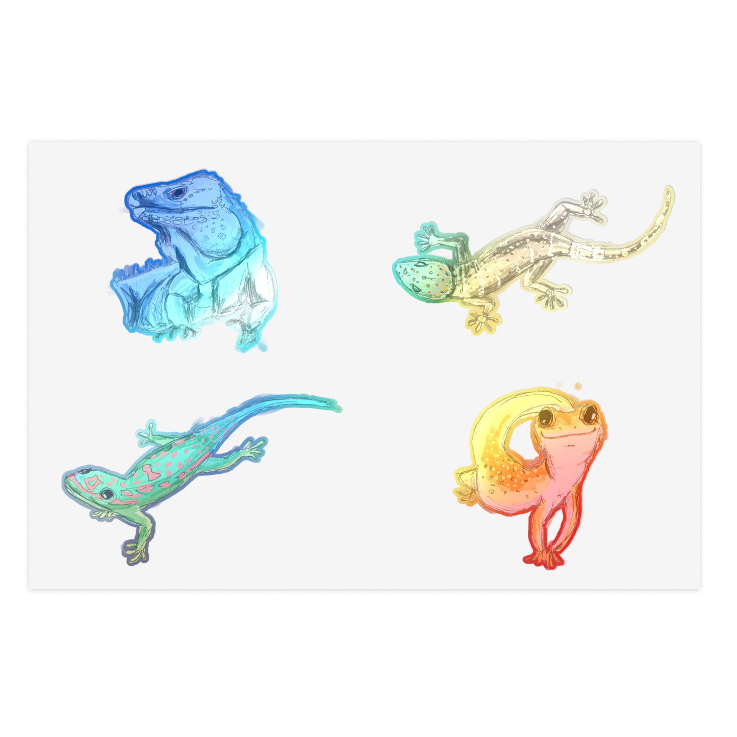 Lizard, Iguana, and Gecko Sticker Sheet - Cute Reptile and Amphibian Designs for Nature Lovers