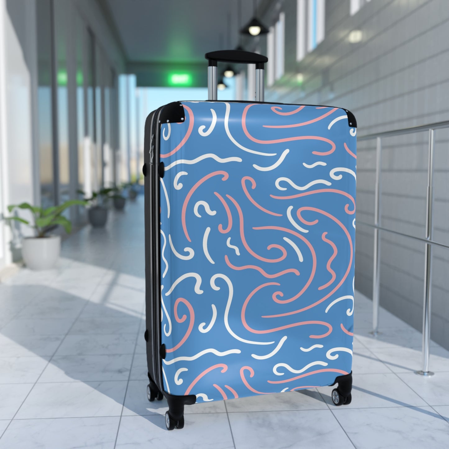 Trendy Wave Pattern Suitcase - Stylish Carry-On Luggage for Travel Lovers