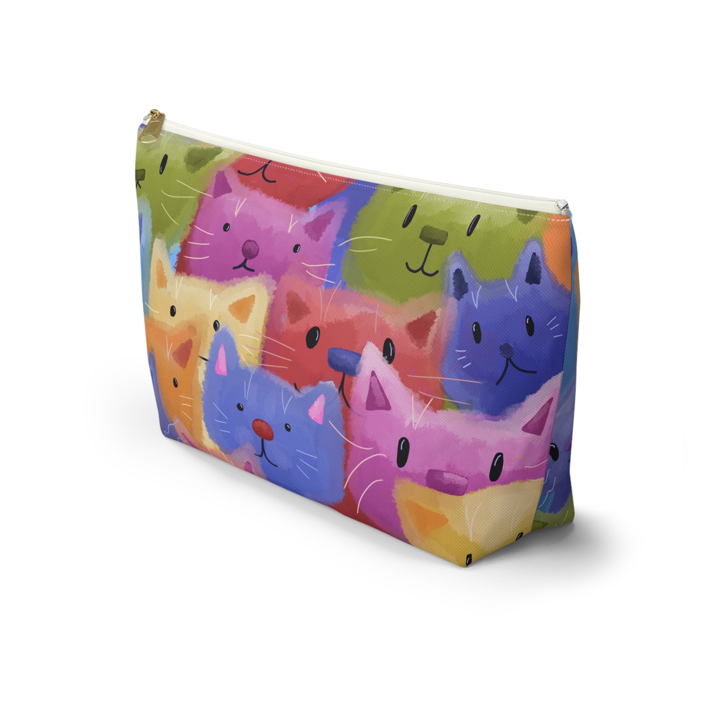 Colorful Cat Face Accessory Pouch – Perfect for Cat Lovers!