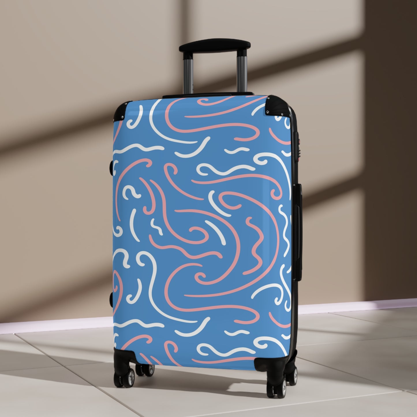 Trendy Wave Pattern Suitcase - Stylish Carry-On Luggage for Travel Lovers