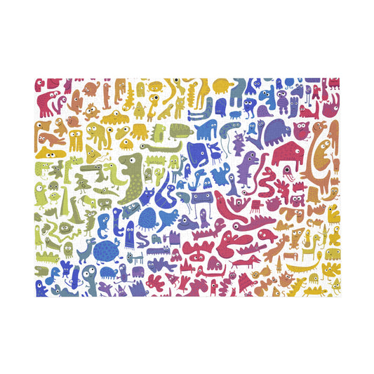 Colorful Rainbow Animal Creature Puzzle - Fun Gift for Kids, Family Game Night 500 and 1000 piece