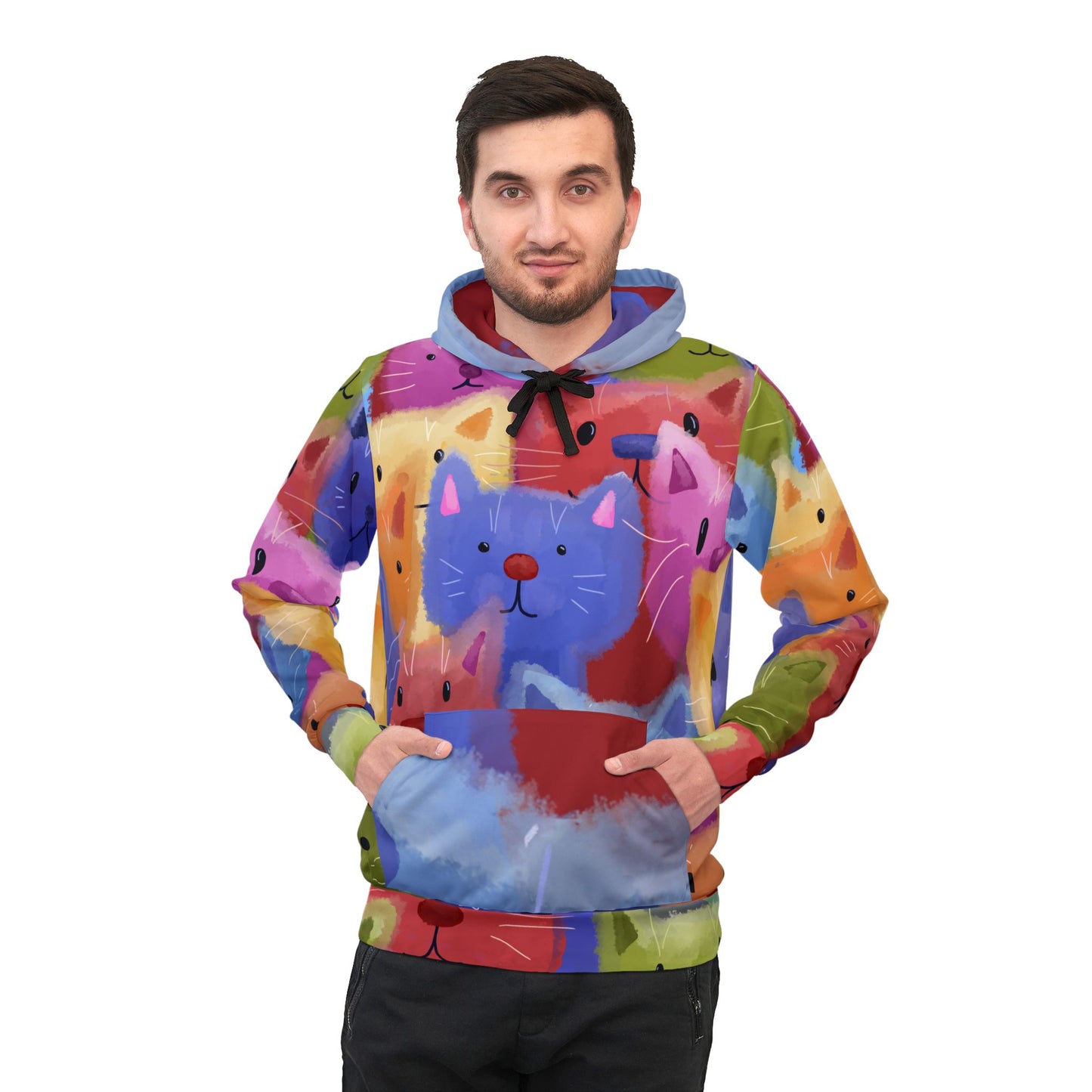 Colorful Cat Hoodie, Cute Animal UNI_SEX Sweatshirt, Fun Gift for Cat lovers