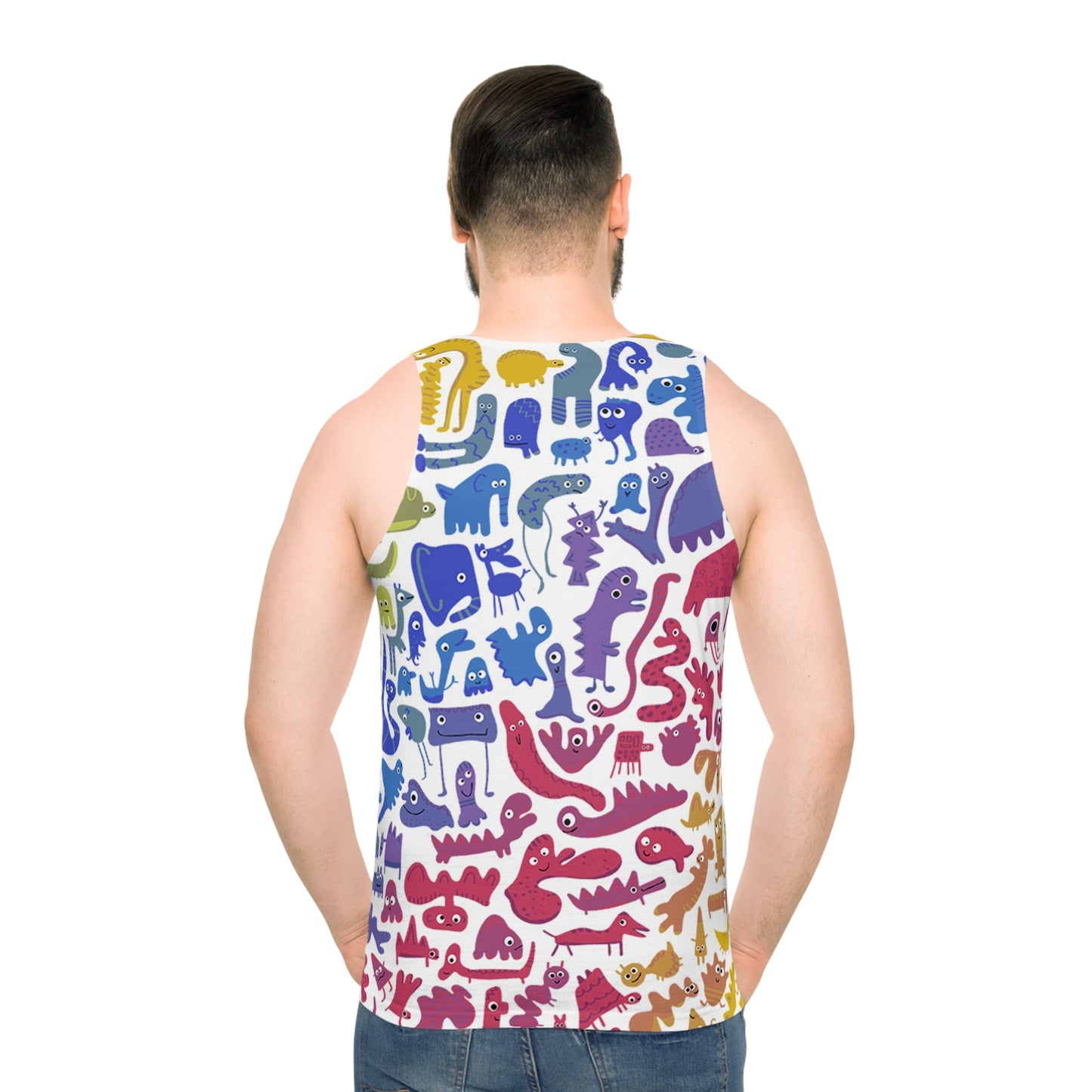 Colorful Rainbow Pride Monster Unisex Tank Top, Human-made design, beat the heat this summer!