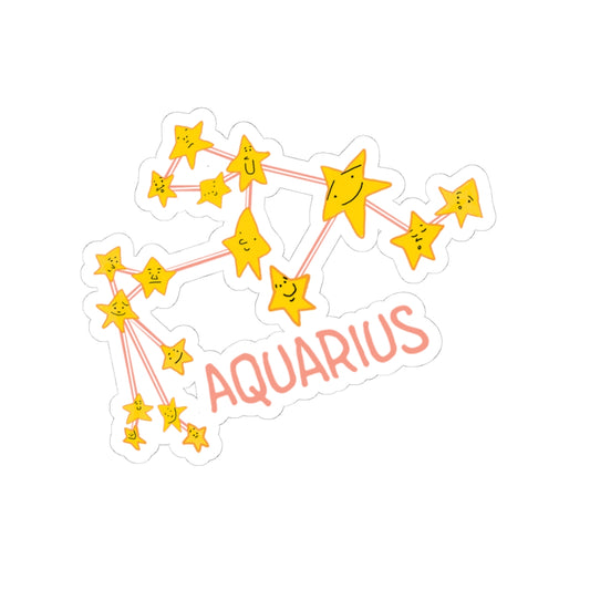 Aquarius Zodiac Kiss-Cut Stickers – Cute Starry Design for Astrological Fans