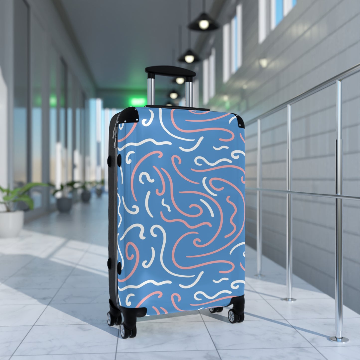 Trendy Wave Pattern Suitcase - Stylish Carry-On Luggage for Travel Lovers