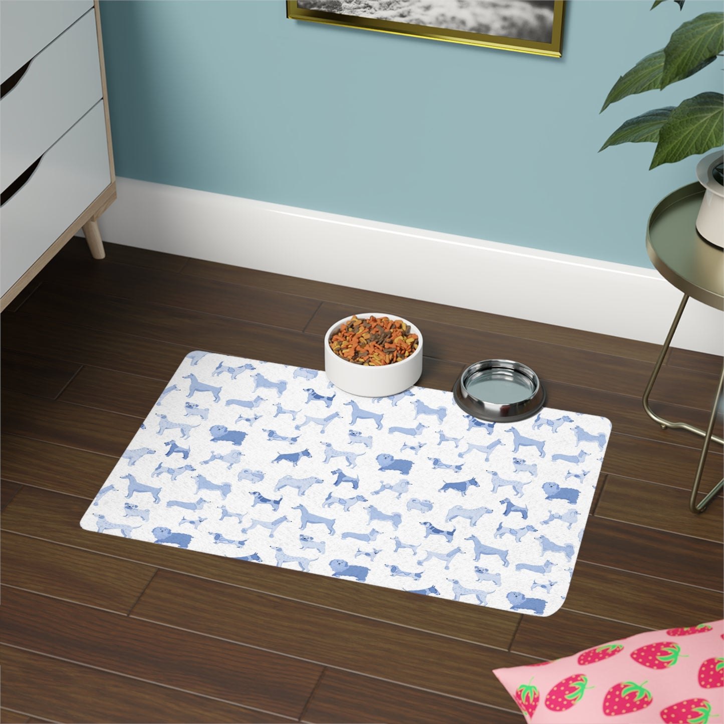 Dog Print Pet Food Mat, Dog Water Bowl Tray, Cute Pet Accessory, Durable Dog