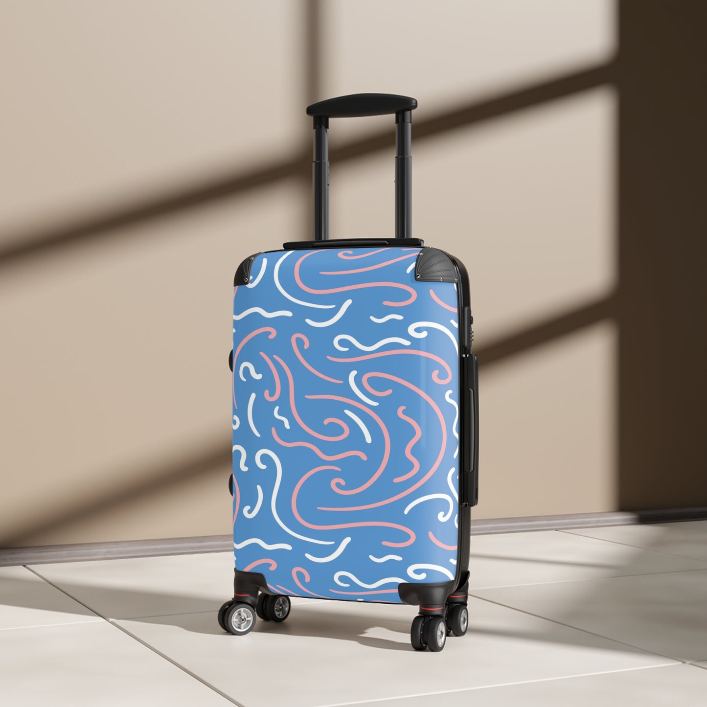 Trendy Wave Pattern Suitcase - Stylish Carry-On Luggage for Travel Lovers