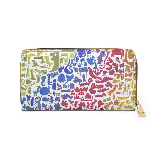 Colorful Rainbow Monster Zipper Wallet, Cute Art Wallet, Pride, LGBTQ+