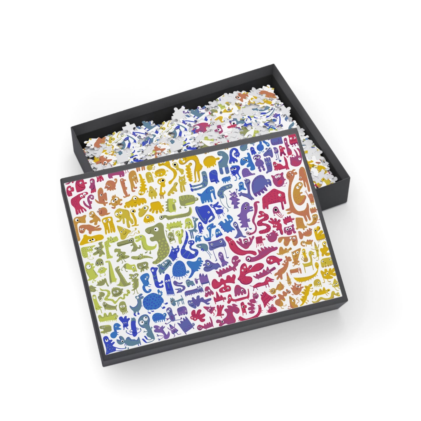 Colorful Rainbow Animal Creature Puzzle - Fun Gift for Kids, Family Game Night 500 and 1000 piece