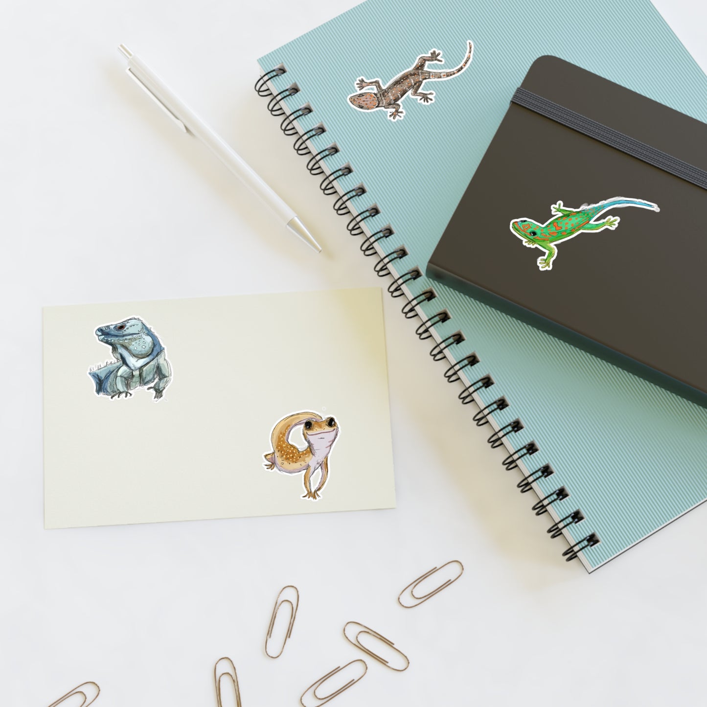 Lizard, Iguana, and Gecko Sticker Sheet - Cute Reptile and Amphibian Designs for Nature Lovers